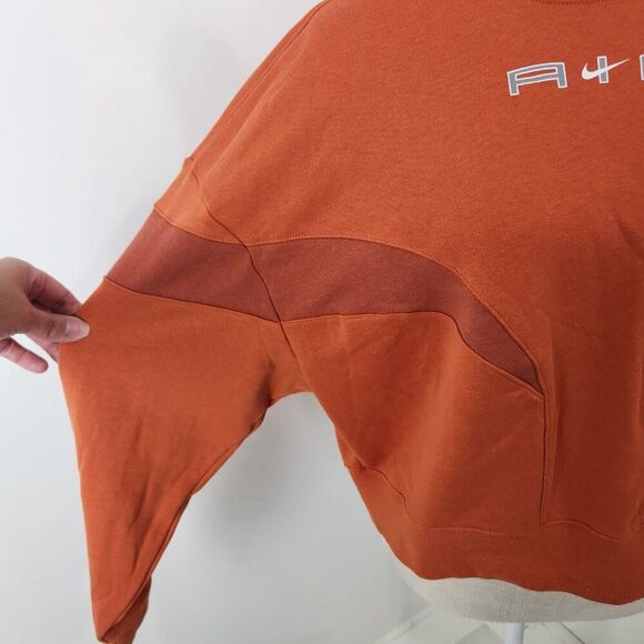 Nike Sweatshirt Womens M Orange Sportswear Air Fleece Mock Neck Hanorac Cropped - Picture 3 of 15